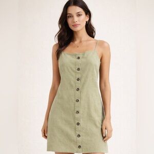 Hello Molly Olive Button-Front Mini Dress